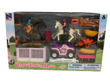 New Ray - Valley Ranch Pink Horse Riding Set (Durable plastic playset)