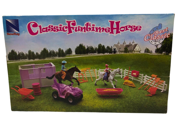 New Ray - Valley Ranch Pink Horse Riding Set (Durable plastic playset)