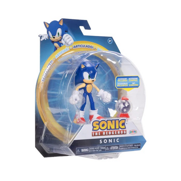 Sonic with Invincible Item Box 4 Inch Action Figure with 11 Points of Articulation