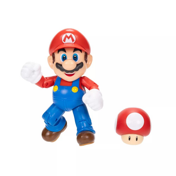 Nintendo Super Mario 4'' Mario with Power Up Mushroom Action Figure