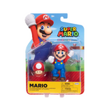 Nintendo Super Mario 4'' Mario with Power Up Mushroom Action Figure