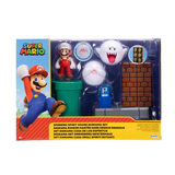Jakks Pacific 2.5 Inch Super Mario Spinning Spirit House Diorama Set (3 Figures, 2 Accessories)