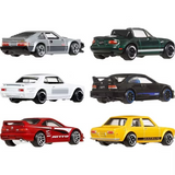 Hot Wheels Silver Set of 6: 82 Supra, 91 MX-5 Miata, Skyline, Honda Civic S1, Acura Integra and 71 Datsun 510
