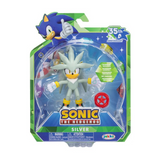 Sonic 35th Anniversary Silver with Red Star Spring 4 Inch Action Figure with 11 Points of Articulation