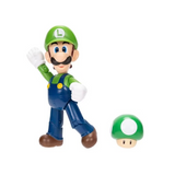 Nintendo Super Mario 4'' Luigi with One Up Mushroom Action Figure