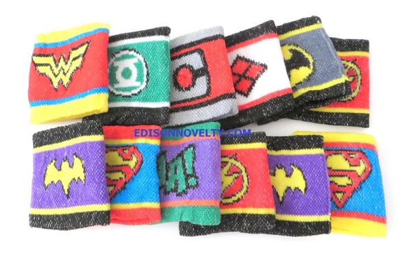 One Dozen Children's DC Comic Logo Wristbands 2.75"