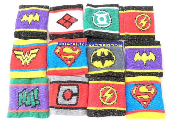 One Dozen Children's DC Comic Logo Wristbands 2.75"