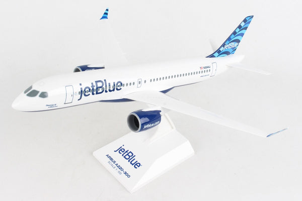 Skymark JetBlue Airbus A220-300 1/100 Scale Plane with Stand N3044J Dawning Of A Blue Era