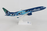 Skymarks Alaska Airlines Boeing 737 MAX 9 N932AK Orca Livery 1/130 Model Plane with Stand