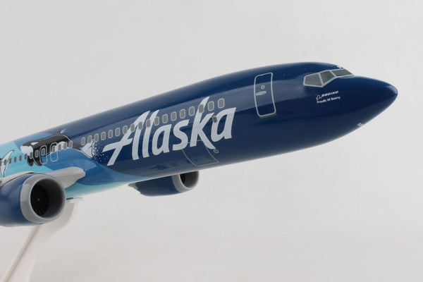 Skymarks Alaska Airlines Boeing 737 MAX 9 N932AK Orca Livery 1/130 Model Plane with Stand