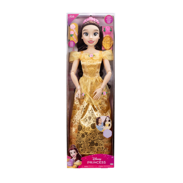 Disney Princess Belle My Size Doll 32” Tall & Poseable, With Hair Brush and accessories
