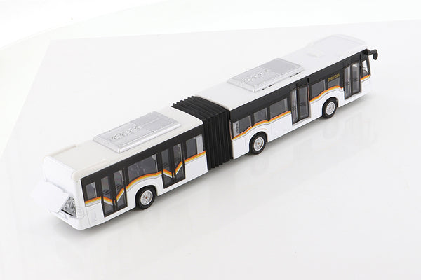 WHITE 11.5" Diecast Articulated Bus with Lights and Sound (NO BOX)