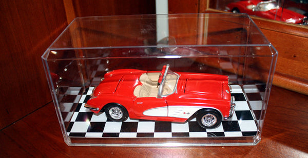 Display Case with Checkered Bottom for 1/24 Scale Cars