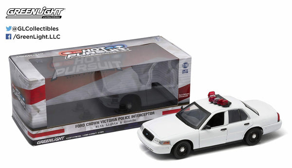 1/18 Scale White Ford Crown Victoria Interceptor with Lights and Sound Diecast Model
