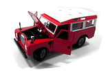 Red Land Rover Series 2 Wagon 1/24 Scale Diecast Model by Burago with Window Box