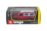 Red Land Rover Series 2 Wagon 1/24 Scale Diecast Model by Burago with Window Box