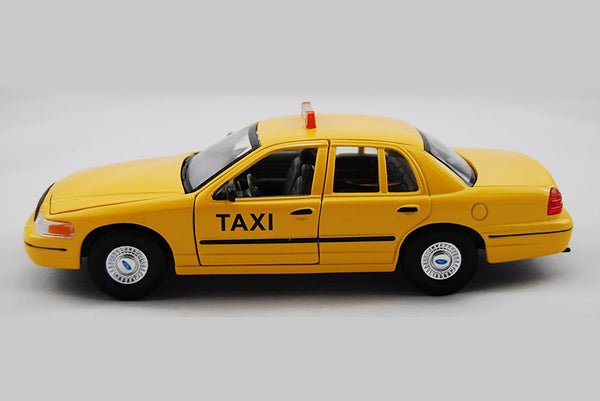 Yellow Taxi 1999 Ford Crown Victoria 1/24 Scale Diecast Model with Window Box