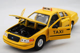 Yellow Taxi 1999 Ford Crown Victoria 1/24 Scale Diecast Model with Window Box