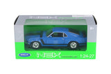Blue 1970 Ford Mustang Boss 302 1/24 Scale Diecast Model with Window Box by Welly