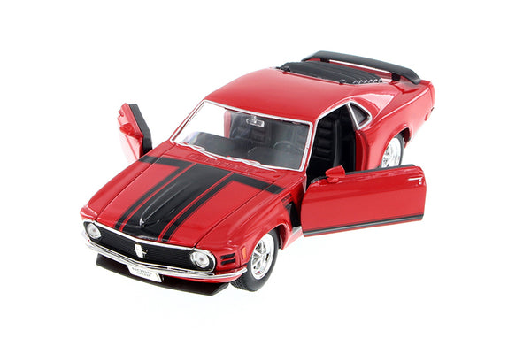 Red 1970 Ford Mustang Boss 302 1/24 Scale Diecast Model with Window Box by Welly