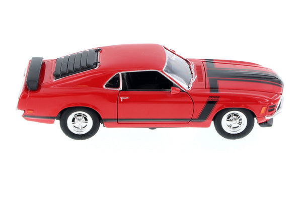 Red 1970 Ford Mustang Boss 302 1/24 Scale Diecast Model with Window Box by Welly