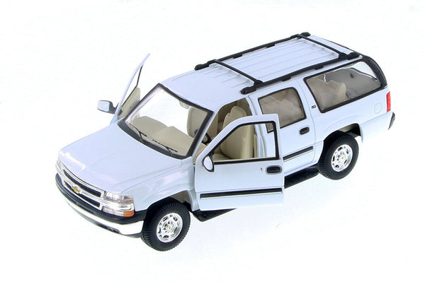 White 2001 Chevrolet Suburban 1/27 Scale Diecast Model with Window Box by Welly