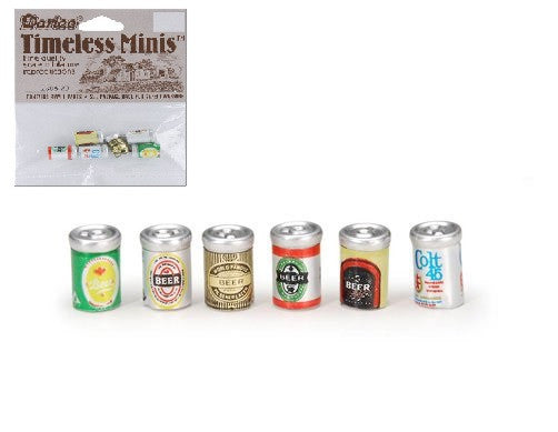 Miniature - Assorted Beer Cans - 1/2 inch - 6 pieces