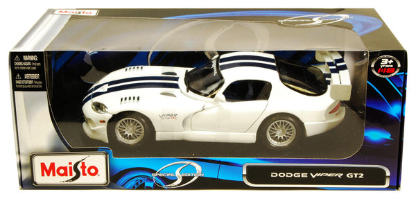 White Dodge Viper GT 2 1/18 Scale Diecast Model