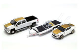 Greenlight Acme Hurst Performance 2018 Chevrolet Silverado 3500  and Camaro SS and Heavy Duty Car Hauler 1/64 Diecast Model