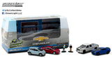 Motorworld Modern Chevrolet Dealership Set includes 4 1/64 Vehicles and 2 Figures