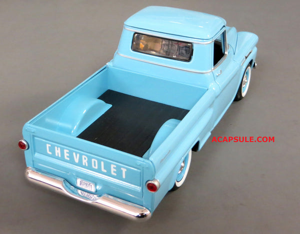 Blue 1958 Chevrolet Apache Fleetside Pick Up 1/24 Scale Diecast Model