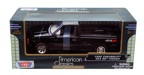 1/24 Scale 1992 Black Chevrolet 454 SS Pick Up Diecast Model