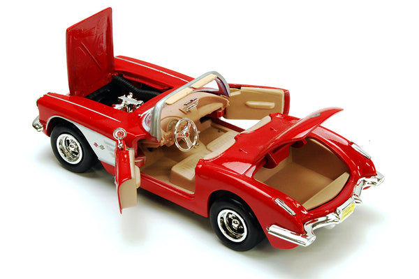 Red 1959 Chevrolet Corvette 1/24 Scale Diecast Model in Window Box