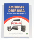 American Diorama 1/24 Scale Metal Tire Rack with 12 Tires