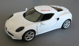 White Alfa Romero 4C 1/24 Scale Diecast Model by Motormax