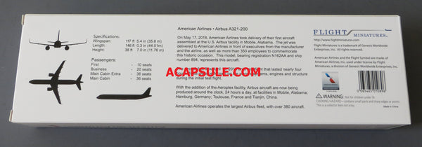Flight Miniatures American Airlines Airbus A321-200 1/200 Scale Model with Stand N162AA