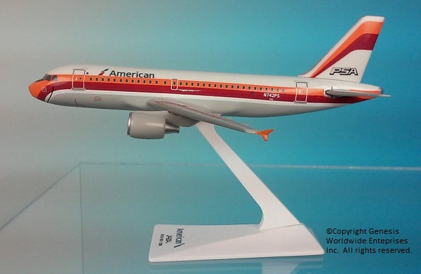 Flight Miniatures American Airlines PSA Heritage Livery Airbus A319 1/200 Scale Model with Stand
