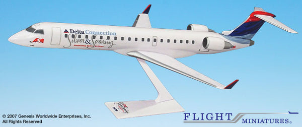 Flight Miniatures Delta Connection by ASA CRJ700 Silver & Soaring Livery 1/100 Scale Model with Stand
