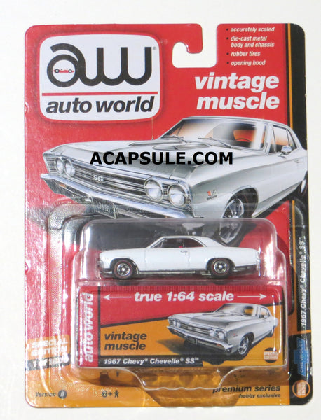 Autoworld Vintage Muscle White 1967 Chevy Chevelle SS 1/64 Diecast Model
