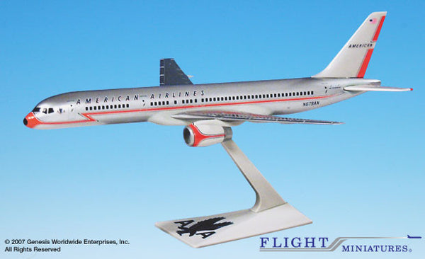 Flight Miniatures American Airlines Boeing 757-200 40th Ann Lightning Bolt Livery 1/200 Scale Model with Stand