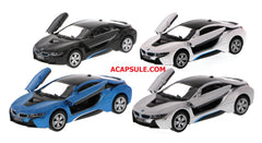 Set of 4 BMW i8 1/36th Scale Diecast Pullback Action Cars