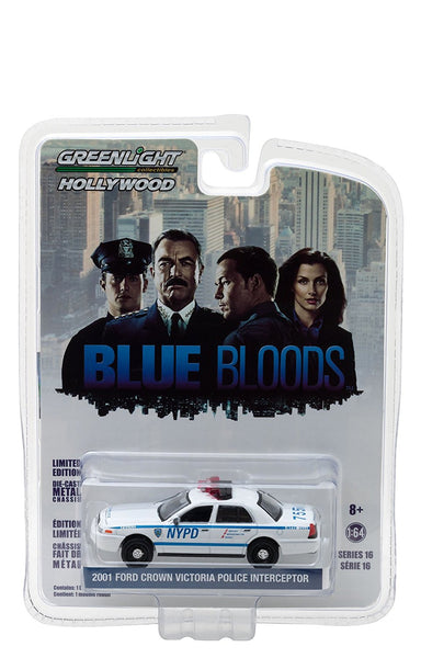 NYPD 2001 Ford Crown Victoria Police Interceptor Blue Bloods 1/64 Scale Diecast Car