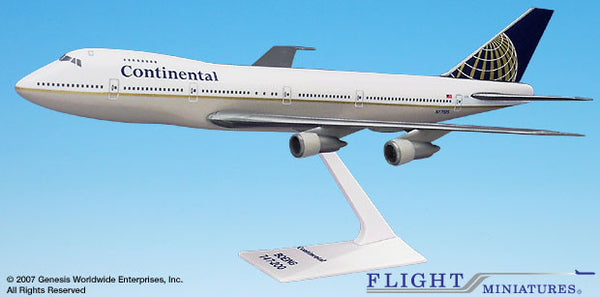 Flight Miniatures Continental Airlines Boeing 747-200 1/250 Scale Model with Stand