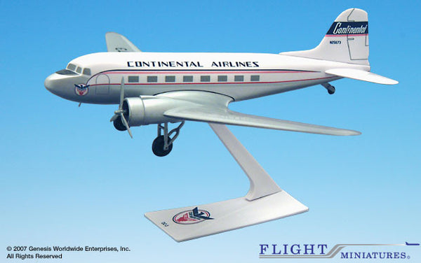 Flight Miniatures Continental Airlines DC-3 1/100 Scale Model with Stand