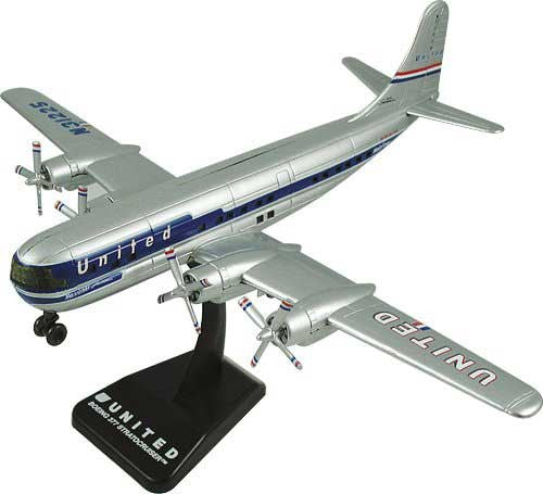 United Airlines Boeing 377 Stratocruiser 1/400 Model w/ Stand & Gears