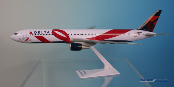 Flight Miniatures Delta Airlines Breast Cancer Research Boeing 767-400 1/200 Scale Model with Stand