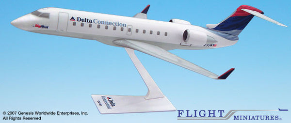 Flight Miniatures Delta Connection Skywest CRJ200 1/100 Scale Model with Stand