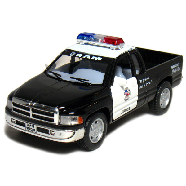 5" Dodge Ram Police Pickup Truck 1:44 Scale (Black/White)
