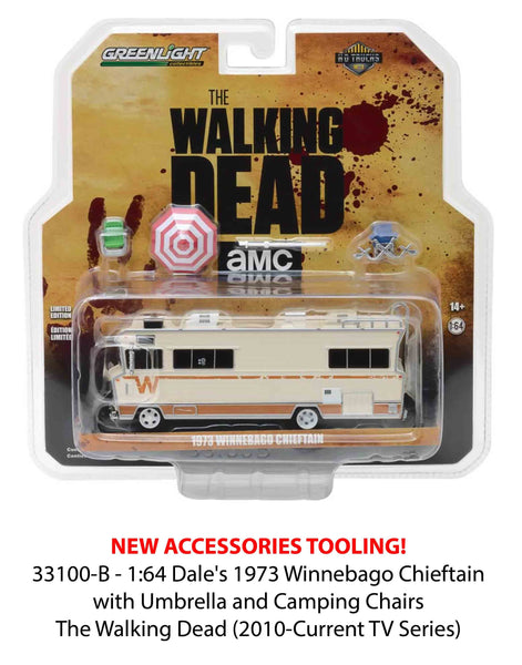 The Walking Dead 1973 Winnebago Chieftain and accessories 1/64 Diecast Model by Greenlight