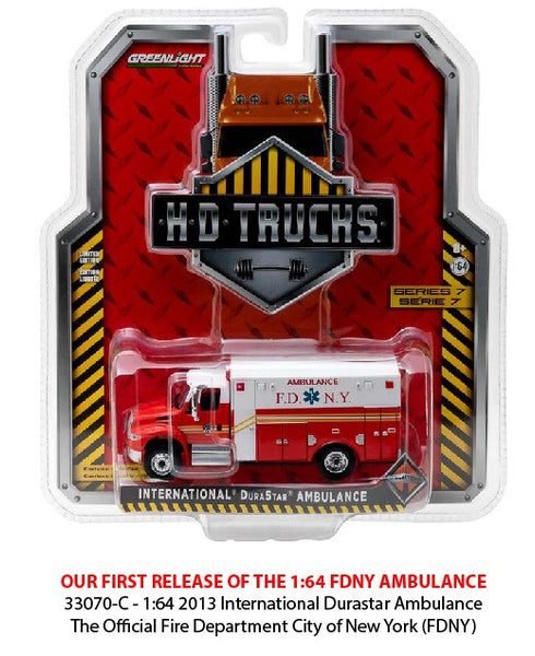 FDNY International Durastar Ambulance 1/64 Diecast by Greenlight HD Truck Series 7